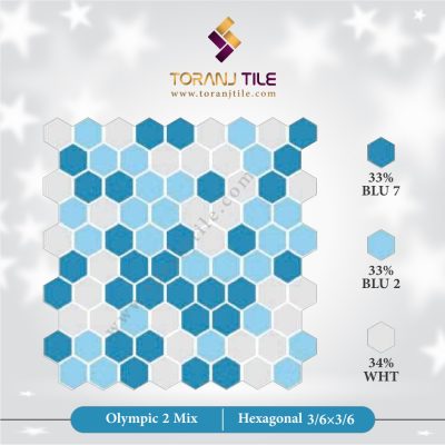 کاشی استخری گلدیس OLYMPIC 2 MIX میکس شش ضلعی